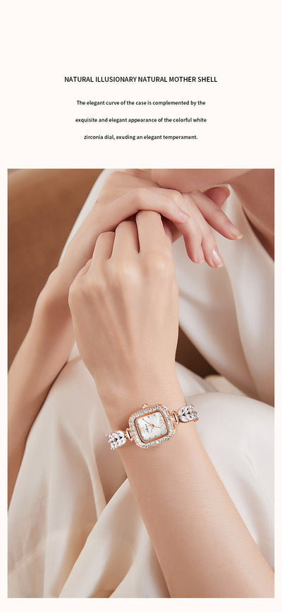 Reloj de Cuarzo Dorado con Cristales y Esfera Cuadrada Pequeña - Image 27