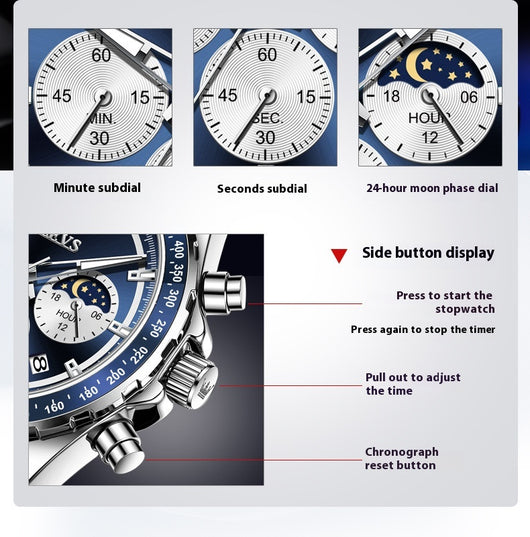 Reloj Deportivo Multifunción para Hombre con Banda de Acero Inoxidable - Image 9