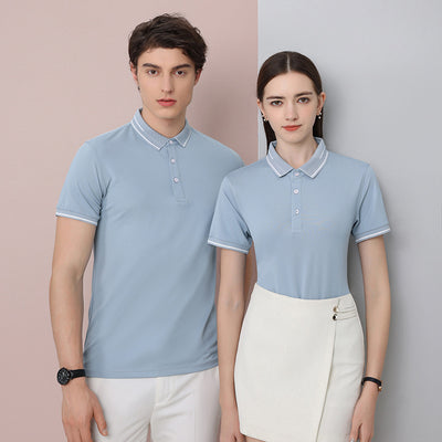 Polo de Seda Natural con Solapa - Manga Corta