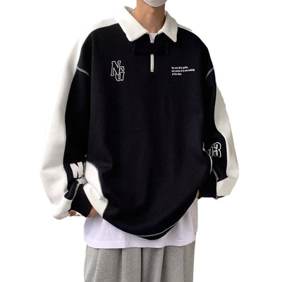 Suéter Polo Hombro Descubierto Estilo Preppy Americano para Parejas - Image 5
