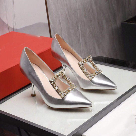 Tacones Altos Elegantes con Punta Cuadrada y Hebilla Brillante - Image 9