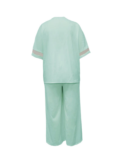 Conjunto de Dos Piezas Pantalón Ancho Cuello V Casual Retro Mujer - Image 15
