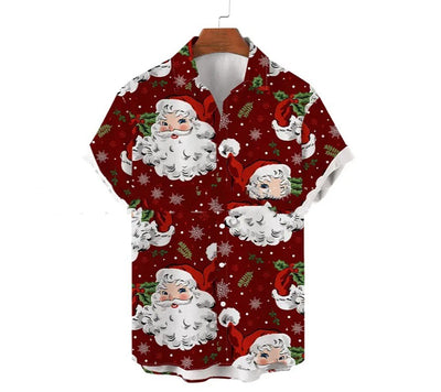 Camisa Estampada de Cuello Solapa para Hombre - Manga Corta Ideal para Festividades - Image 21