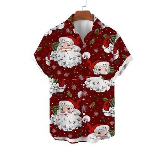 Camisa Estampada de Cuello Solapa para Hombre - Manga Corta Ideal para Festividades - Image 21