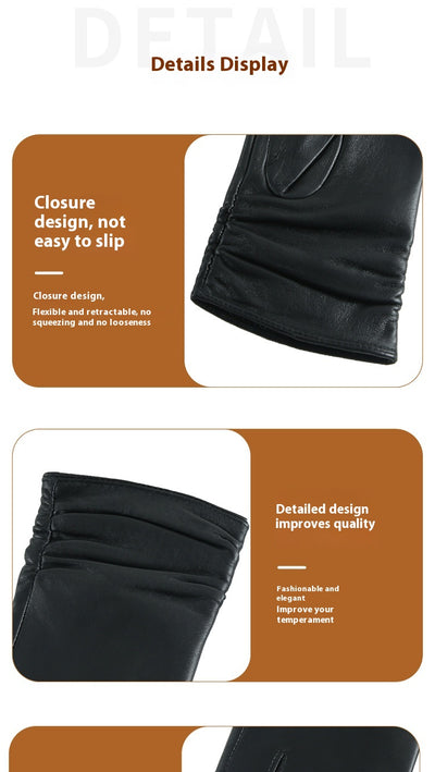 Guantes de Cuero para Motocicleta Invierno Mujer - Abrigo Térmico Reforzado - Image 7
