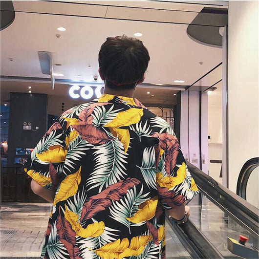 Camisa de Playa Hip Hop con Estampado de Hojas - Image 8
