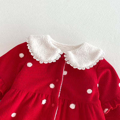 Pijama Enterizo Térmico para Bebé con Forro Polar Lunares Rojo - Image 16
