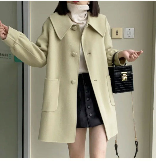 Abrigo de Lana Casual Elegante con Cuello Muñeca para Mujer - Image 16