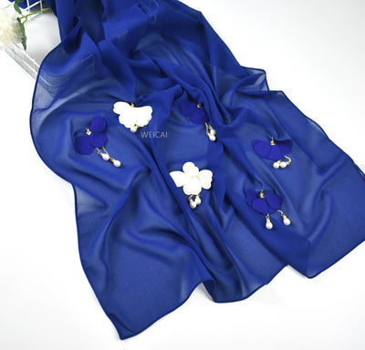 Pañuelo Hijab Floral de Gasa Perlada Premium - Image 10