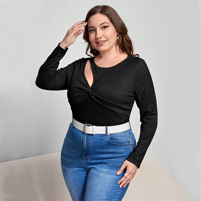 Blusa Ajustada de Manga Larga con Diseño Calado Elegante - Image 3