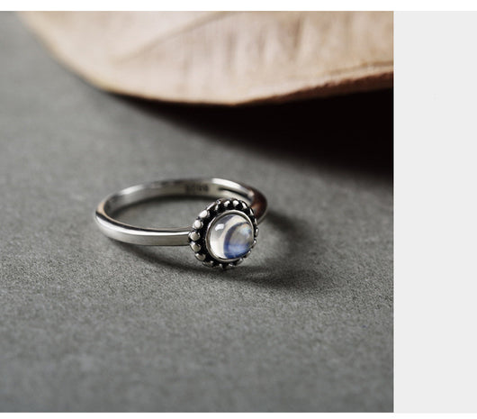 Anillo de Piedra de Luna Plata para Mujer con Cristal de Gema - Image 5