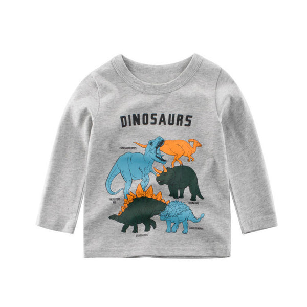 Camiseta de Manga Larga Dinosaurio para Niño en Algodón