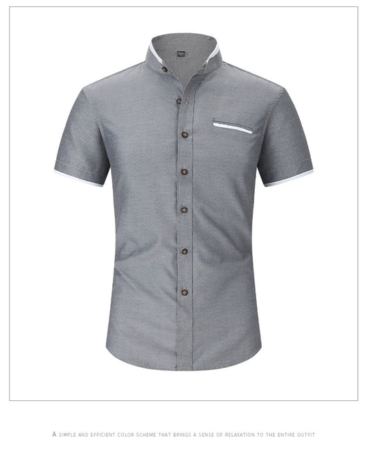 Camisa de Cuello Mao Manga Corta para Hombre - Image 7