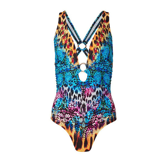 Bikini Estampado con Escote Profundo y Espalda Descubierta - Image 3