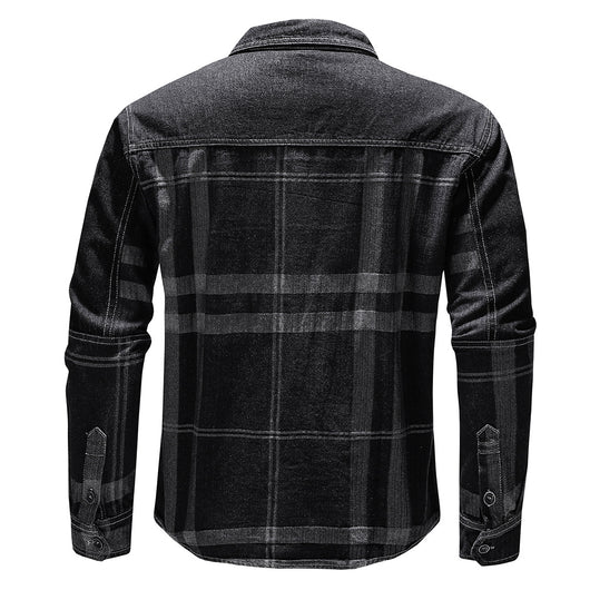 Camisa de Cuadros Denim Manga Larga para Hombre - Image 9