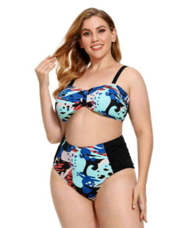 Traje de Baño Bikini Talla Grande con Estampado Floral y Diseño Fruncido - Image 13