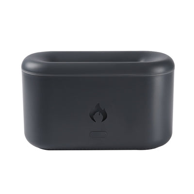 Dark gray rectangular ultrasonic aroma diffuser with rounded corners and a flame icon on the front, featuring an open top. - Image 6