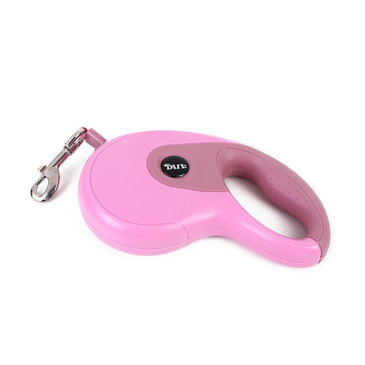 Blue and grey retractable dog leash with a black waste bag dispenser and a silver metal clip. - Image 19