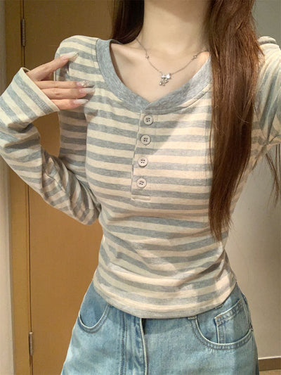Blusa Rayada Versátil de Manga Larga para Mujer - Image 12