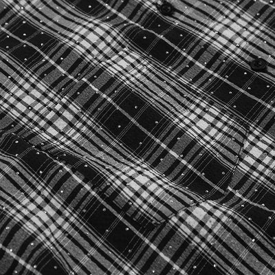 Camisa Cuadriculada Retro Negro y Blanco con Cristales Adhesivos Fashion - Image 11