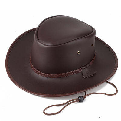 Sombrero Vaquero de Ala Ancha con Cordón de Cuero Genuino - Image 7