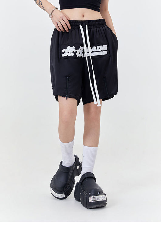 Shorts Retro Street Wuji con Letras - Estilo Urbano para Hombre - Image 5