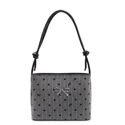 Bolsa Crossbody de Lona con Lunares y Moño Fashion - Image 5