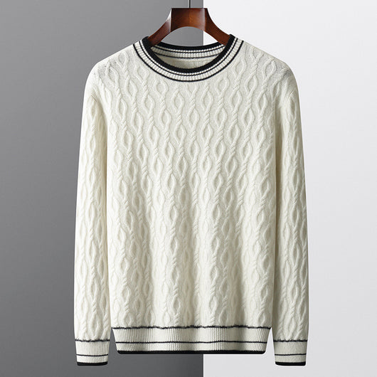 Suéter Colorblock Jacquard Grueso Cuello Redondo Hombre Otoño Invierno