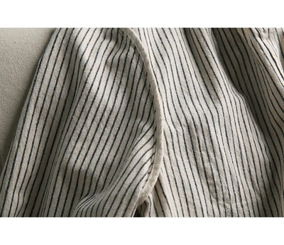 Blusa Retro de Lino y Algodón a Rayas con Diseño Artístico - Image 17