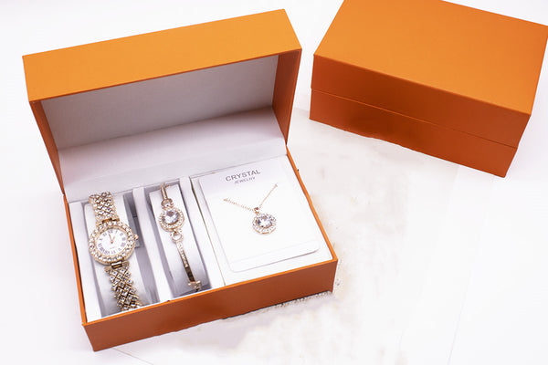 Juego de Reloj Brillante de 3 Piezas con Pulsera y Collar - Image 5