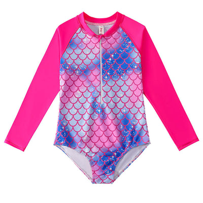 Traje de Baño Sirena Infantil de Manga Larga con Escamas - Image 9