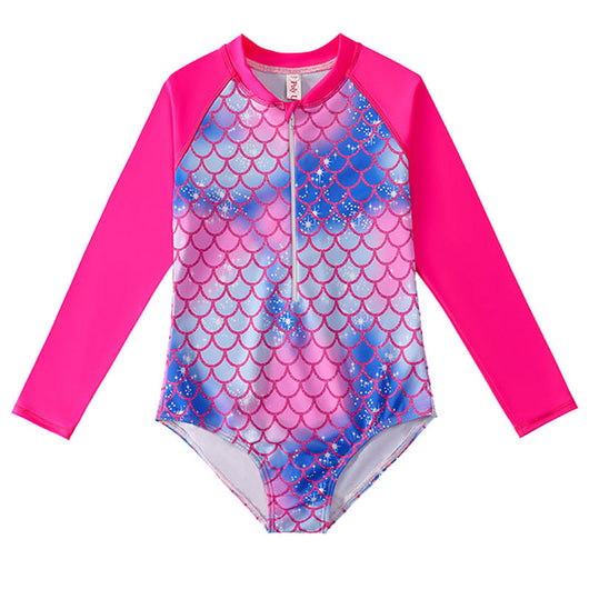 Traje de Baño Sirena Infantil de Manga Larga con Escamas - Image 9