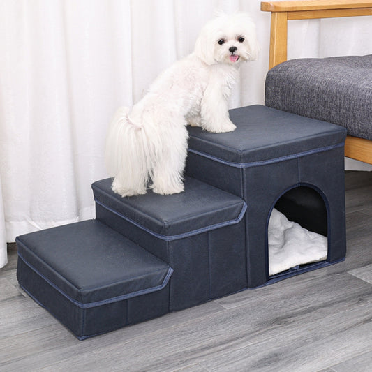 Cama Elevada Multifuncional para Mascotas con Escaleras