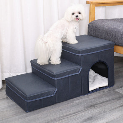 Cama Elevada Multifuncional para Mascotas con Escaleras