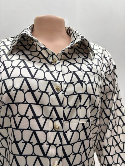 Conjunto de Dos Piezas: Camisa Estampada de Manga Larga y Pantalón Ancho - Image 10