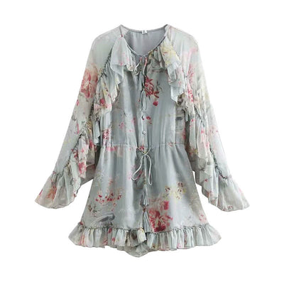 Jumpsuit Elegante de Encaje Floral con Manga Larga y Cintura Alta - Image 7