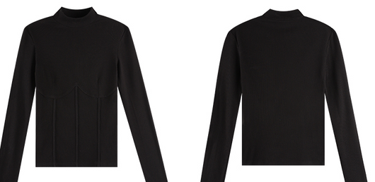 Polera Cuello Alto Negra de Punto para Mujer - Image 6