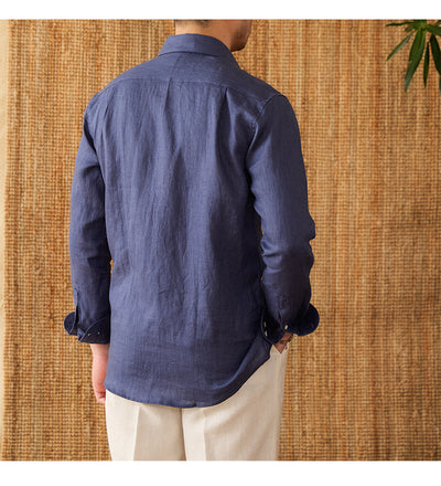 Camisa de Lino Italiana Blanca de Manga Larga para Hombre - Image 4