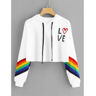 Sudadera con Capucha a Rayas Arcoíris para Mujer - Image 6