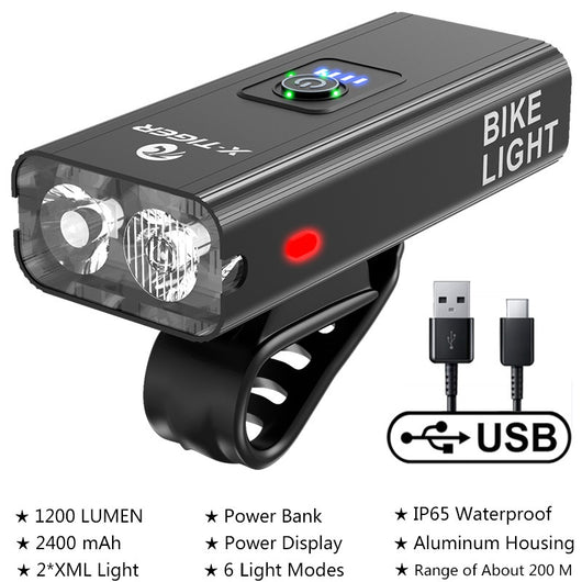 Luz LED Recargable para Bicicleta de Montaña - Impermeable con Pantalla de Batería - Image 8