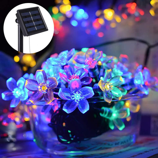 Luces Solares Decorativas 12m 100 LED Flor de Durazno Impermeables - Image 5