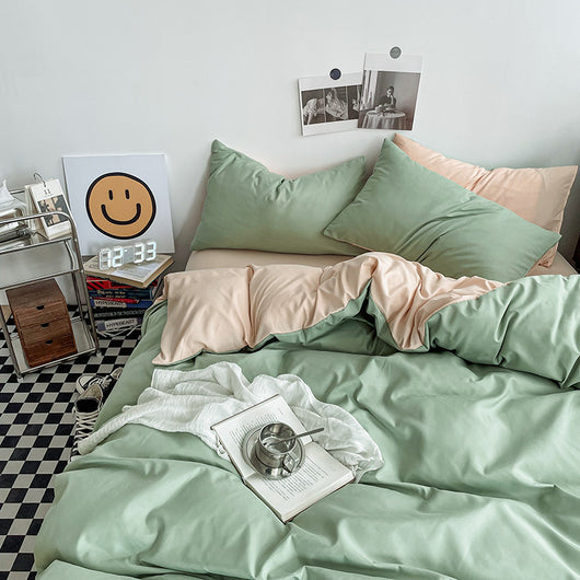Juego de Cama de Algodón Lavado con Bloques de Color Coordinado - Image 17