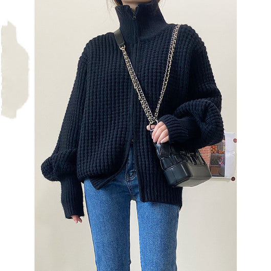 Cardigan de Punto Holgado con Cierre - Suéter Tejido Cómodo para Mujer - Image 10