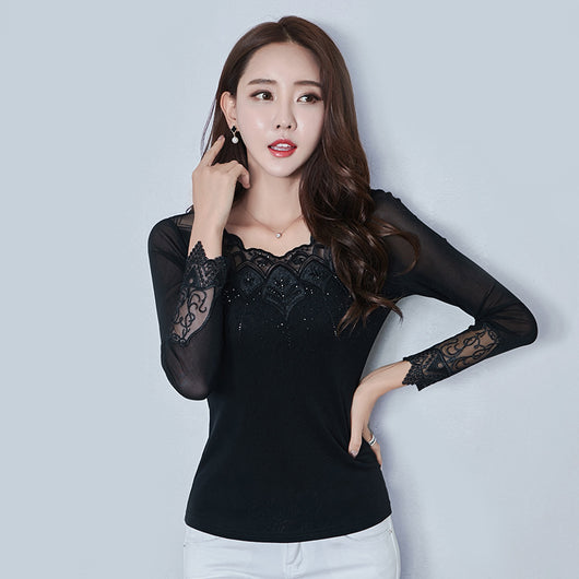 Blusa Manga Larga con Diamantes Bordados para Mujer - Image 10