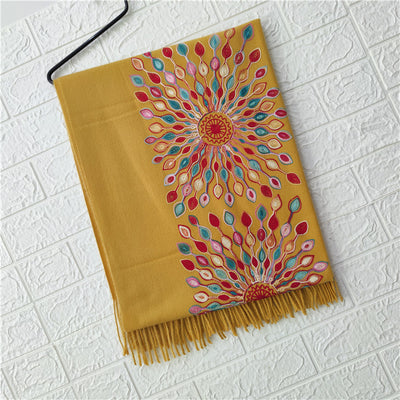 Bufanda de Cachemira con Bordado Girasol para Mujer - Image 3