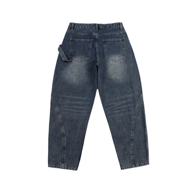Pantalones Cargo Vaqueros Retro Lavado Pesado con Diseño de Bolsillos Oblicuos - Image 4