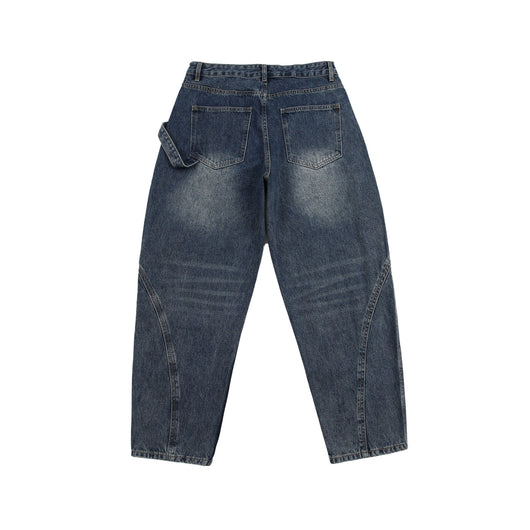 Pantalones Cargo Vaqueros Retro Lavado Pesado con Diseño de Bolsillos Oblicuos - Image 4