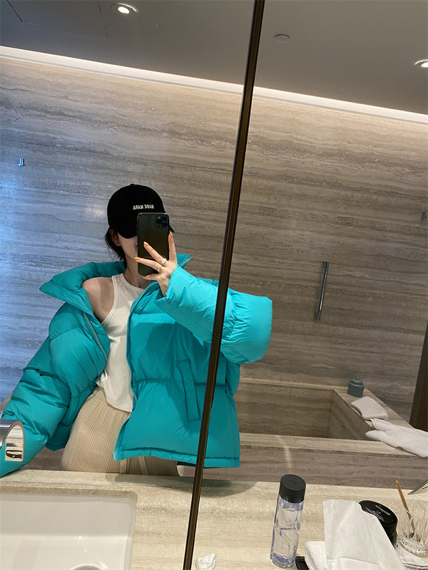 Chaqueta Corta Acolchada para Mujer con Cuello de Pie