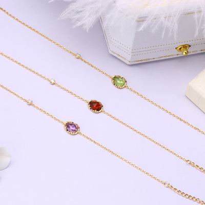 Pulsera de Plata Esterlina con Cristal de Poder Natural