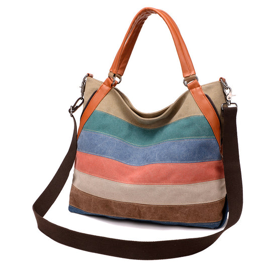 Bolso de Lona para Mujer con Rayas Texturizadas - Image 2